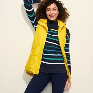 Talbots Quilted Vest Bright Yellow Medium